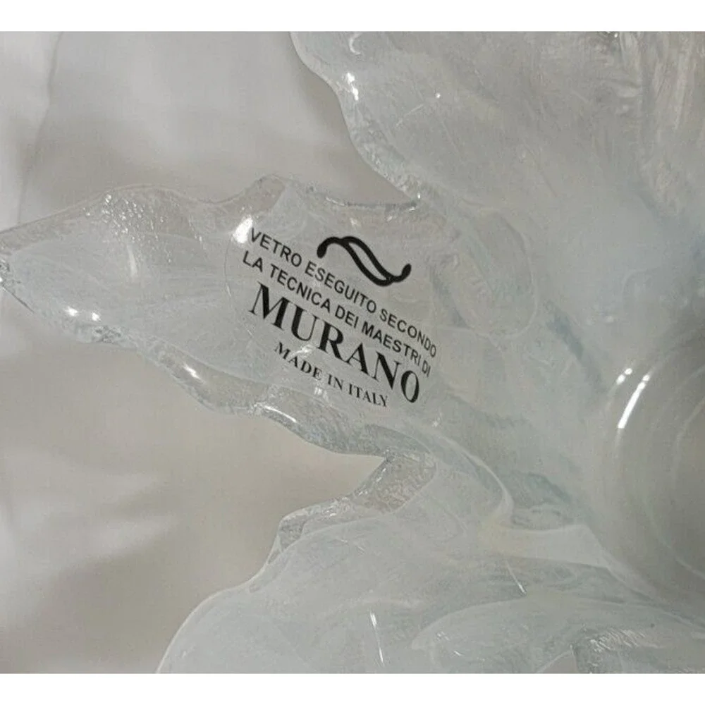 VTG ORIGINAL‎ MURANO HANDBLOWN GLASS FLOWER VASE/BOWL PLANTER WHITE - ITALY